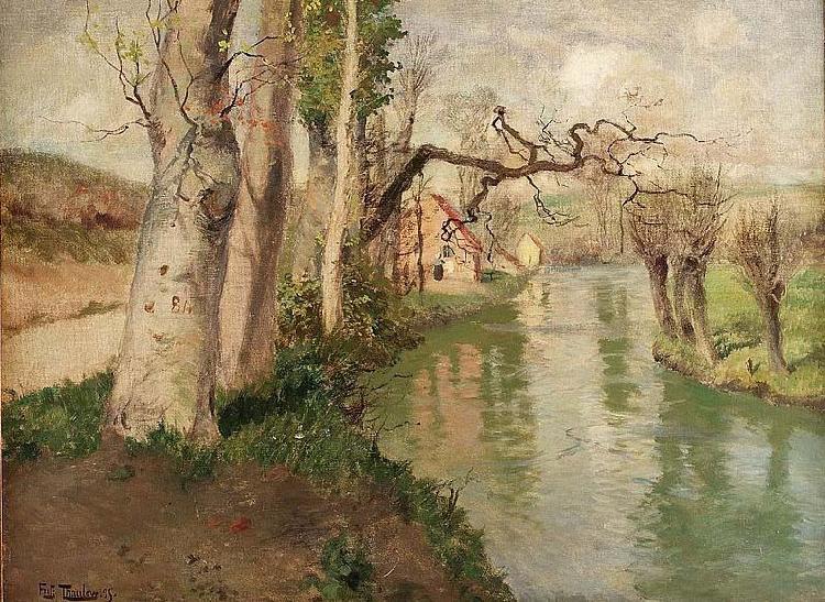 Frits Thaulow Fra Dieppe med elven Arques oil painting image